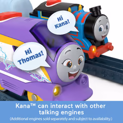 Thomas and Friends Talking Toy Train, Battery-Powered Motorized Kana Engine with Phrases Sounds and Cargo for Preschool Play, UK English Version,