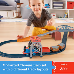 Fisher-Price Thomas & Friends 3-in-1 Package Pickup Train Set with motorized Thomas for preschoolers ages 3 years and older, HGX64