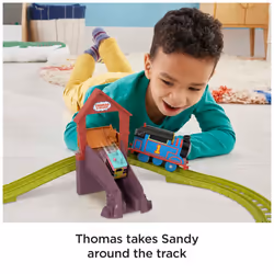 Thomas & Friends Motorized Toy Train Set Fix 'em Up Friends with Carly the Crane & Sandy the Rail Speeder for Preschool Kids Ages 3+ Years, HDY58