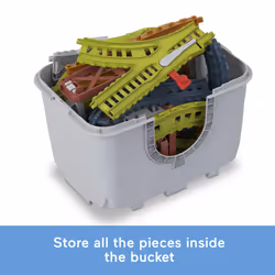 Thomas & Friends Toy Train Tracks Set, Connect & Build Bucket, 34-Piece Expansion Pack for Diecast & Motorized Trains, Kids Ages 3+ Years, HNP81