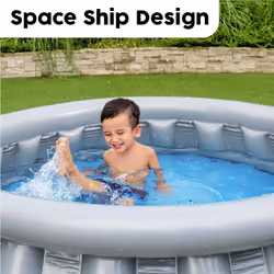 Bestway Spaceship Paddling Pool Kiddie Swimming Pool, Inflatable Above Ground Pool, Outdoor Garden Pool, 1.52m x 43cm, Grey