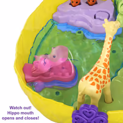 Polly Pocket Micro, Tropical Pineapple Purse, 2-in-1 Purse and Playset with Animal Safari Theme, Toy Accessories, Stickers, 2 Polly Pocket Dolls, Toys