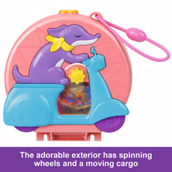 Polly Pocket Dolls and Playset, Adventure Moped Compact, Travel Toy with 2 Micro Dolls and Pet, Animal and Vehicle Accessories