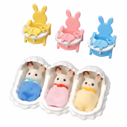 Sylvanian Families 5532 Triplets Care Set - Dollhouse Playsets, Yellow,blue,mint,green,pink,red