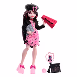 Monster High Fearbook Draculaura Doll and Accessories Set with Movie Club Theme including Varsity Jacket, Yearbook, Script an ...