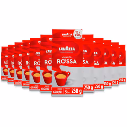 Lavazza, Qualit? Rossa, Ground Coffee, 12 Packs of 250 g, Ideal for Moka Pots, with Aromatic Notes of Chocolate and Dried Fru ...