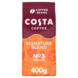 Costa Coffee Beans Signature Blend, Large Bag 400g x 5 (Pack of 5), Robusta and Arabica Beans, Smooth & Nutty with Notes of Caramel, Strength- Medium