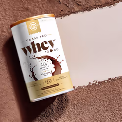 Solgar Whey To Go Natural Chocolate Flavour Whey Protein Powder 1162g - Grass-Fed Whey from New Zealand Cows - Aids Growth and Repair of the Body -