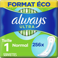 Always Ultra Sanitary Napkins, Size 1, Normal, 256 Towels Without Wings, Light Fluxes, Day Light, Eco Size, Max Comfort, Super Absorbent and Ultra