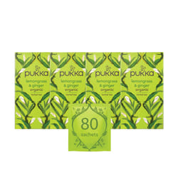 Pukka Herbs | Lemongrass & Ginger Organic Herbal Tea | Lemongrass, Ginger, Lemon Verbena Leaf and Licorice | Perfect For Feeling Strong | 4 Pack | 80