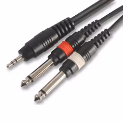 Pulse 3.5mm Stereo Jack to 2x 1/4" Mono Jack Plug to Plug Lead 3m DJ Disco