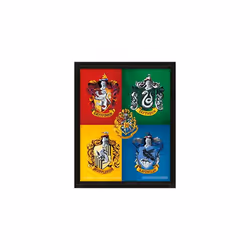 HARRY POTTER 3D Lenticular Poster of Colourful Crests 25cm x 20cm x 1.3cm in Box Frame - Official Merchandise