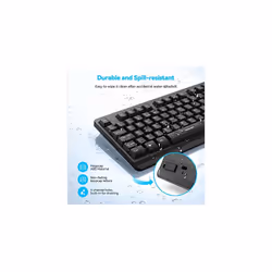 TECKNET Wireless Keyboard and Mouse Set, Ergonomic 2.4G Cordless Keyboard & Mouse Combo with Nano USB Receiver for PC, Laptop, Computer - QWERTY, UK