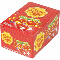Chupa Chups Cherry Stix, Fondant Filled, Chewy Party Sweets, Suitable for Vegetarians - Bulk Box Of 150 Sticks