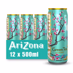 Arizona Green Iced Tea with Honey, Pack of 12 x 500ml Cans, Delicious Fruit Iced Tea Drink, No Artificial Colours, No Artific ...