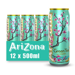 Arizona Green Iced Tea with Honey, Pack of 12 x 500ml Cans, Delicious Fruit Iced Tea Drink, No Artificial Colours, No Artificial Preservatives