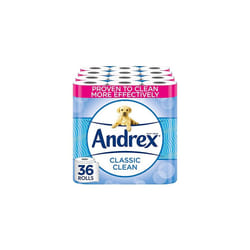 Andrex Classic Clean Toilet Rolls - 36 Toilet Roll Pack - Bulk Buy Toilet Rolls - Unbeatable Clean Toilet Rolls with Unique 3D Wave
