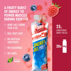 HIGH5 Energy Gel Aqua - Quick Release Sports Gels to Power Muscles for Top Performance - Natural Fruit Juice & No Caffeine - On The Go Energy Boost