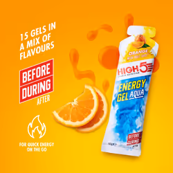 HIGH5 Energy Gel Aqua - Quick Release Sports Gels to Power Muscles for Top Performance - Natural Fruit Juice & No Caffeine - On The Go Energy Boost
