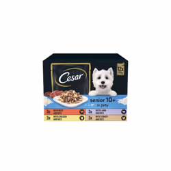 CESAR Senior 10+ Deliciously Fresh Wet Dog Food Pouches Mixed Selection in Jelly Suitable for Senior Dogs Aged 10+ Pack of 4  ...