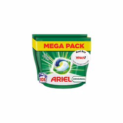 Ariel All-in-1 PODS Washing Liquid Laundry Detergent Tablets / Capsules, 108 Washes (54 x 2), Original, Brilliant Cleaning Ev ...
