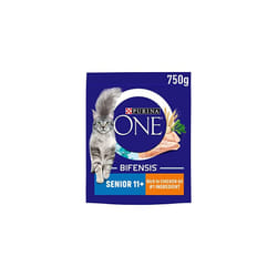 Purina ONE 11+ Dry Cat Food Rich in Chicken 750g (Pack of 4), Packaging May Vary