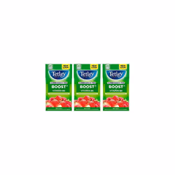 Tetley Super Green Tea Boost Strawberry & Raspberry Tea, Pack of 3, 60 Tea Bags Total
