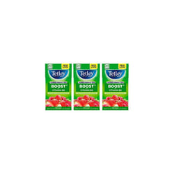 Tetley Super Green Tea Boost Strawberry & Raspberry Tea, Pack of 3, 60 Tea Bags Total
