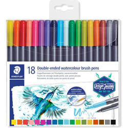 STAEDTLER 3001 TB18 Double Ended Watercolour Brush Pens, Assorted Colour, Pack of 18