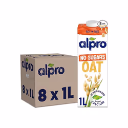 Alpro Oat No Sugars Plant-Based Long Life Drink Vegan/Dairy Free 1L Pack of 8