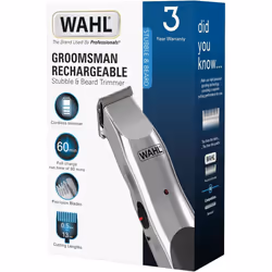 Wahl Groomsman Rechargeable Beard Trimmer Beard Trimmers Men Stubble Trimmer Male Grooming Set Cordless Beard Trimmer Beard Care Kit Silver