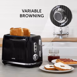 Breville Bold Black 2 Slice Toaster with High Lift and Wide Slots  Black and Silver Chrome [VTR001]