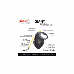 Flexi Giant Neon Tape Black Medium 8m Retractable Dog Leash/Lead for dogs up to 25kgs/55lbs