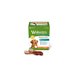 WHIMZEES By Wellness Toothbrush, Month Box, Natural and Grain-Free Dog Chews, Dog Dental Sticks for Large Breeds, 30 Pieces (One Month Supply), Size L