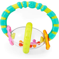 BRIGHT STARTS Grab and Spin Baby Rattle and BPA-Free Teether Toy Ages 3 Months + 5.1 x 10.2 x 12.7 Cm