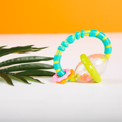 BRIGHT STARTS Grab and Spin Baby Rattle and BPA-Free Teether Toy Ages 3 Months + 5.1 x 10.2 x 12.7 Cm