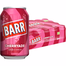 BARR since 1875, 24 Pack Cherryade, Zero No Sugar Cherry Flavoured Fizzy Drink Cans "Fizzingly Fun" - 24 x 330 ml Cans