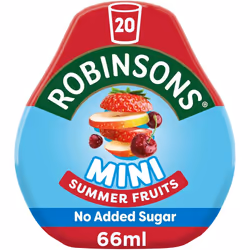 Robinsons Mini - No Added Sugar - Low Calorie - Summer Fruits - Makes 20 Drinks Per Pack - 6 x 66 ml Packs