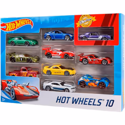 Hot Wheels Toy Cars & Trucks in 1:64 Scale Set of 10 Multipack of Die-Cast Race or Police Cars Hot Rods Firetrucks or Vans (Styles May Vary) 54886