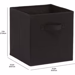 Amazon Basics Collapsible Fabric Storage Cube/Organiser with Handles, Pack of 6, Solid Black, 26.6 x 26.6 x 27.9 cm