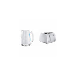 Russell Hobbs Honeycomb Kettle and 4 Slice Toaster, White