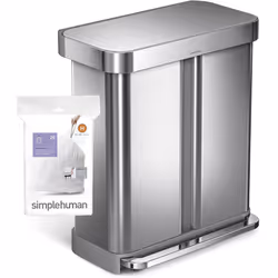 simplehuman CW0258 code H Custom Fit Bin Liner Bulk Pack, White Plastic (3 Pack of 20, Total 60 Liners)