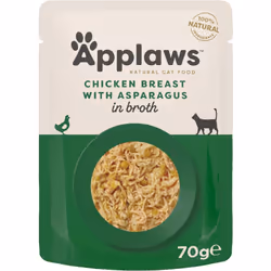 Applaws 100% Natural Wet Cat Food, Chicken with Asparagus in Broth 70 g Pouch, 12 x 70 g Pouches