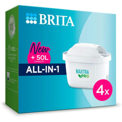 BRITA MAXTRA PRO All In One Water Filter Cartridge 4 Pack Original BRITA refill impurities chlorine pesticides and limescale with better taste White