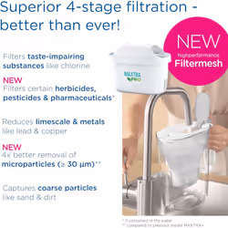 BRITA MAXTRA PRO All In One Water Filter Cartridge 4 Pack Original BRITA refill impurities chlorine pesticides and limescale with better taste White