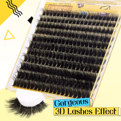 ALICE Lash Clusters Kit Fluffy Volume Extension Kit 3D Wispy Natural DIY Eyelash Kit with 220Pcs Individual Lashes Lash Bond ...