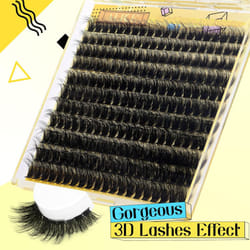 ALICE Lash Clusters Kit Fluffy Volume Extension Kit 3D Wispy Natural DIY Eyelash Kit with 220Pcs Individual Lashes Lash Bond and Remover Tweezers