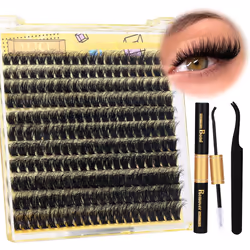 ALICE Lash Clusters Kit Fluffy Volume Extension Kit 3D Wispy Natural DIY Eyelash Kit with 220Pcs Individual Lashes Lash Bond and Remover Tweezers