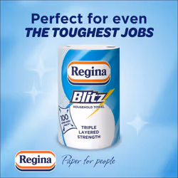 Regina Blitz Household Towel 560 Super-Sized Sheets Triple Layered Strength 8 Rolls