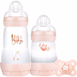 MAM Easy Start Colours of Nature Starter Self Sterilising Anti Colic Starter Set (Owls), Non-Shiny Matt Finish Newborn Bottle ...